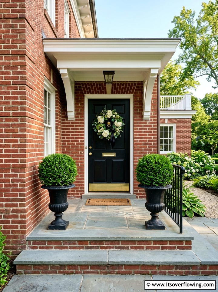 Traditional Brick Porch - 25 front porch decor ideas with hydrangea wreath