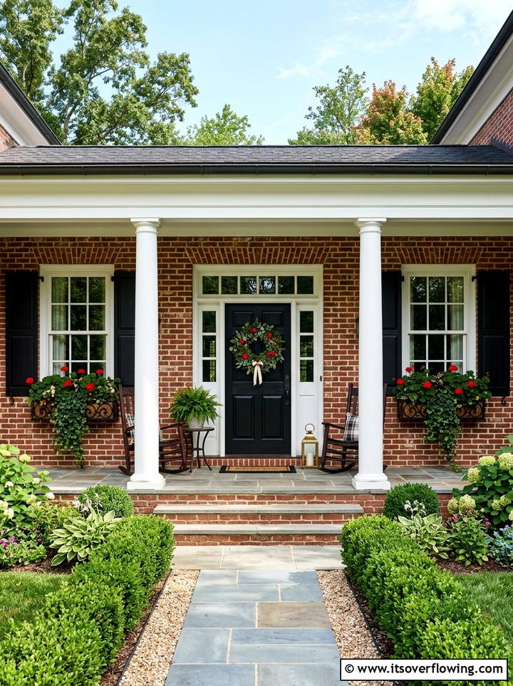 Traditional Brick Porch - 25 front porch ideas with window boxes