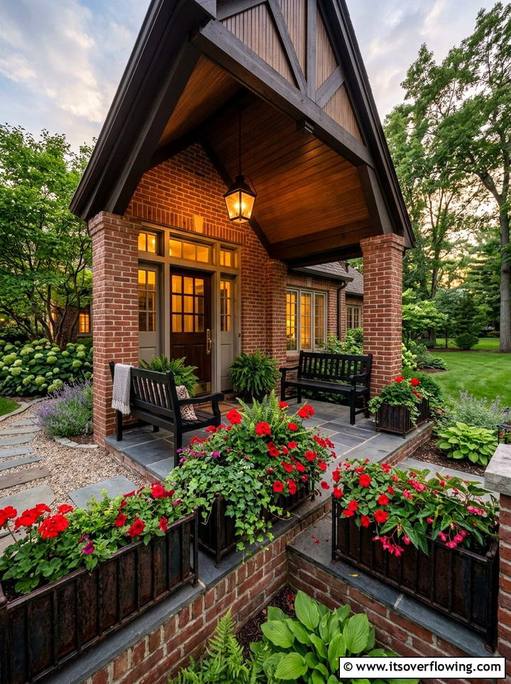 Traditional Brick Porch Flowers - 25 front porch ideas with flowers