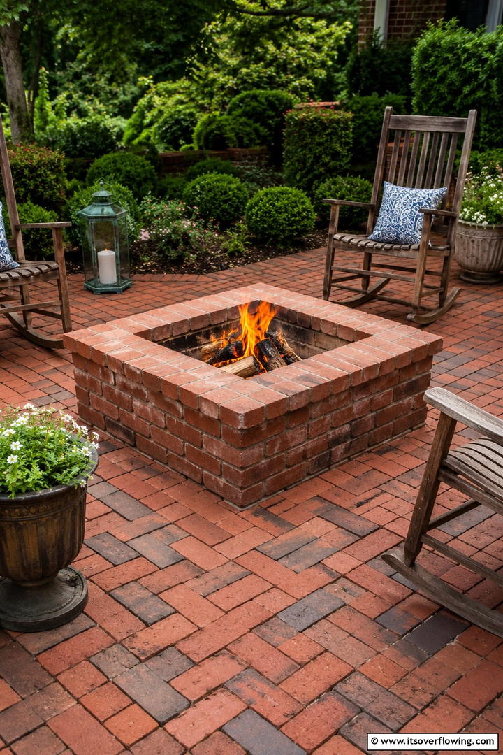 Traditional Brick Square Fire Pit - 30 Square Fire Pit Ideas for Modern Outdoor Gathering Spaces
