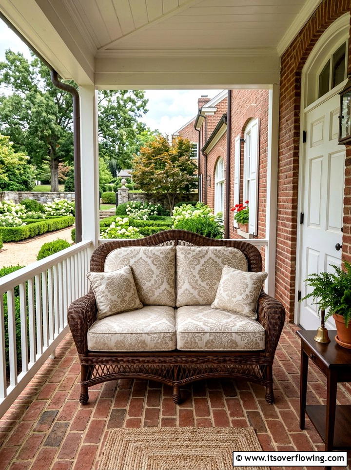 Traditional Brown Wicker Loveseat - 25 front porch ideas with wicker furniture