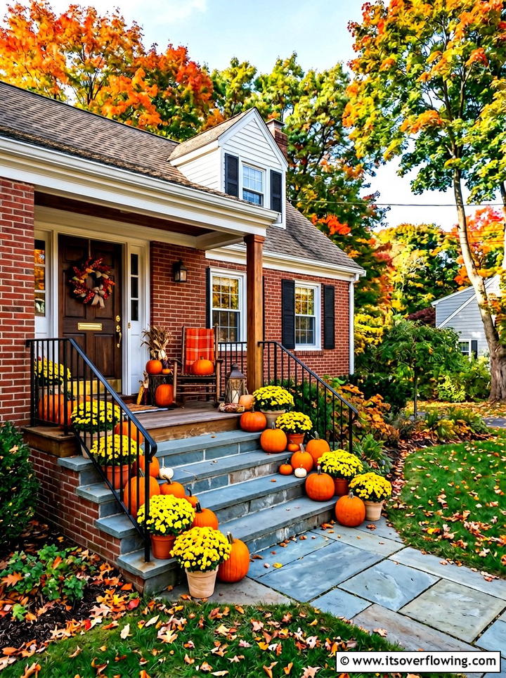 Traditional Orange And Yellow Porch - 25 front porch ideas with fall decor