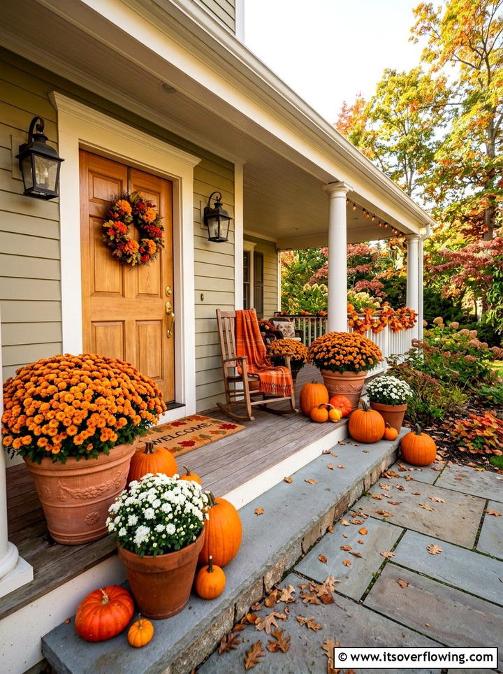 Traditional Orange Mums - 25 front porch decor ideas for fall