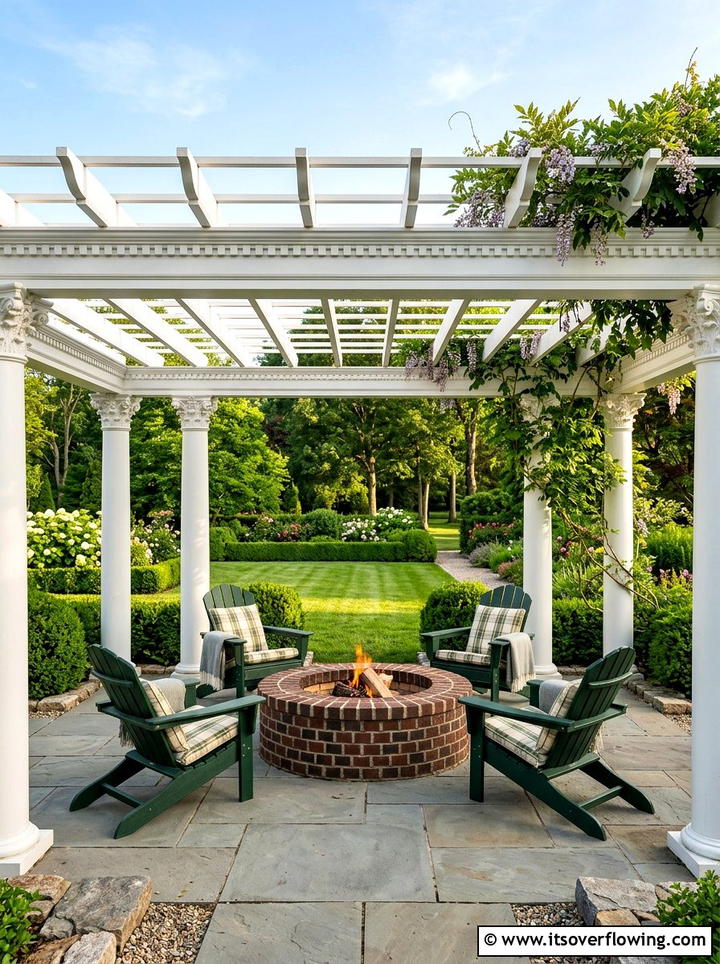 Traditional Pergola Fire Pit - 25 backyard ideas with pergola and fire pit