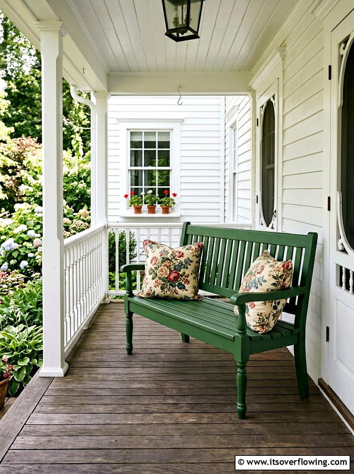 Traditional Slatted Back Bench - 25 front porch ideas with bench seating