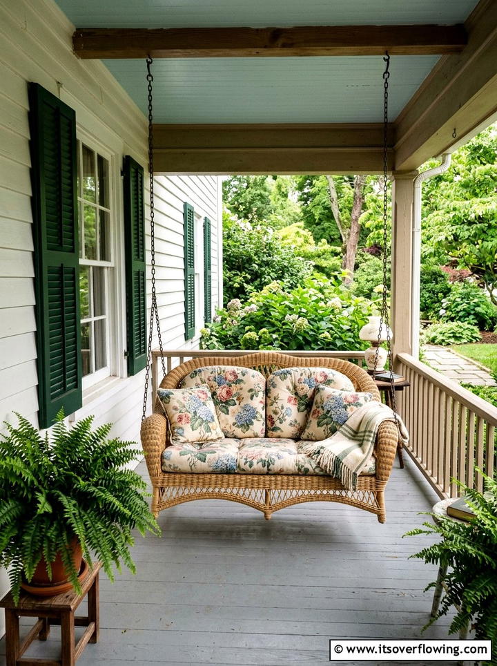 Traditional Wicker Porch Swing - 25 front porch ideas with porch swing