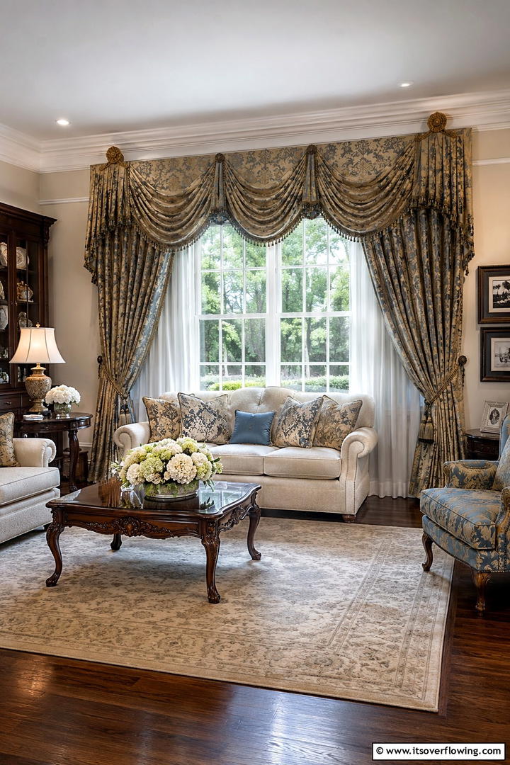 Traditional Window Treatments - 30 Traditional Living Room Ideas for Timeless Elegance