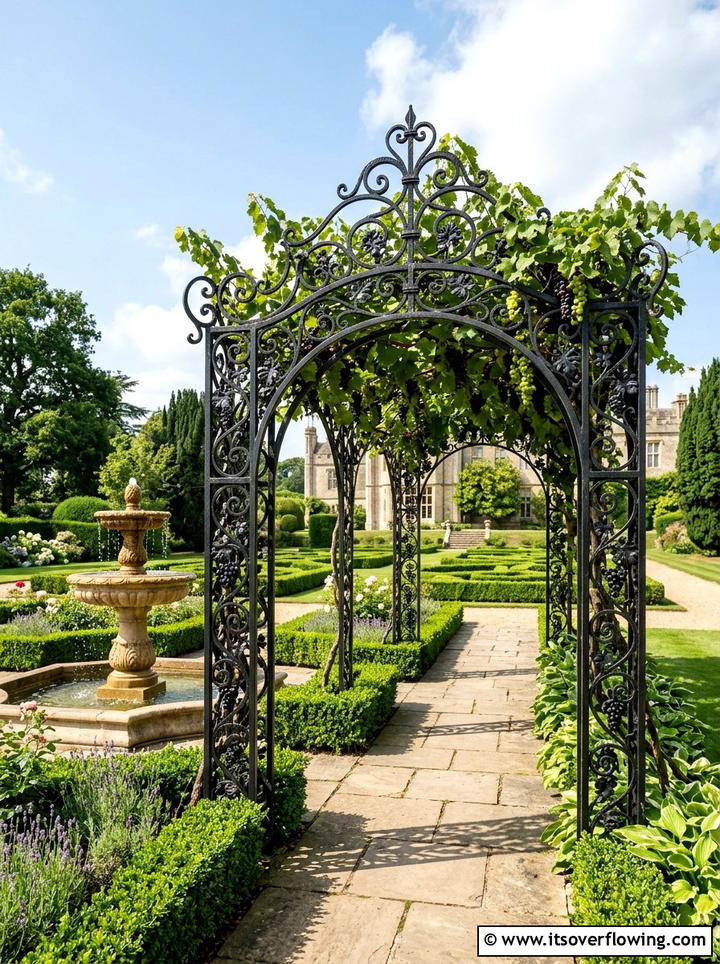 Traditional Wrought Iron Grape Arbor - 25 creative garden ideas with grape arbor