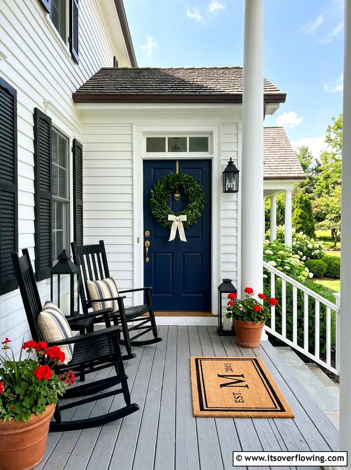 Traditional boxwood wreath porch - 25 front porch decor ideas with wreaths