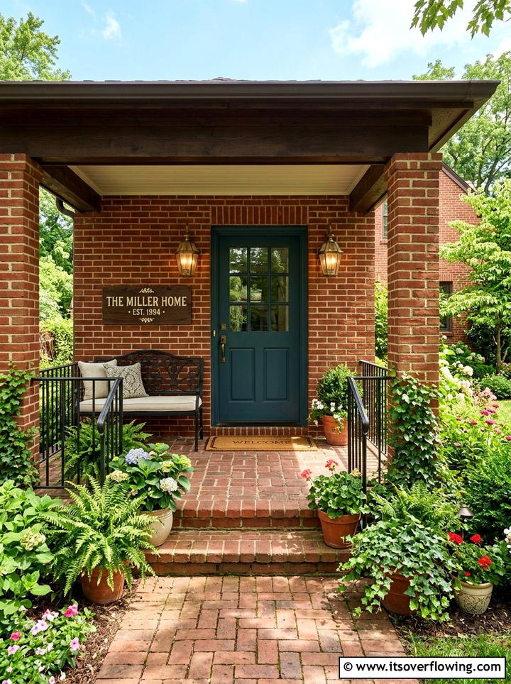Traditional brick porch decor - 25 front porch decor ideas with personalized welcome sign