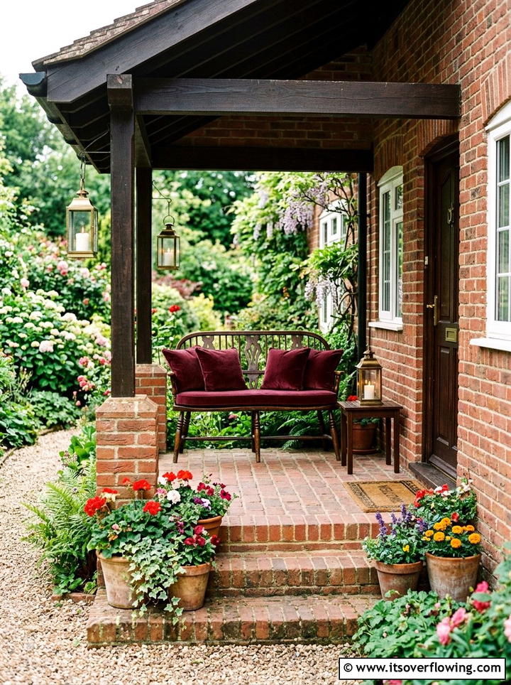 Traditional brick porch - 25 front porch decor ideas with cushions