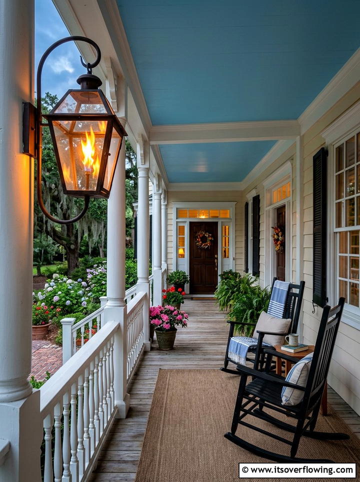 Traditional gas lantern - 25 front porch decor ideas with layered lighting