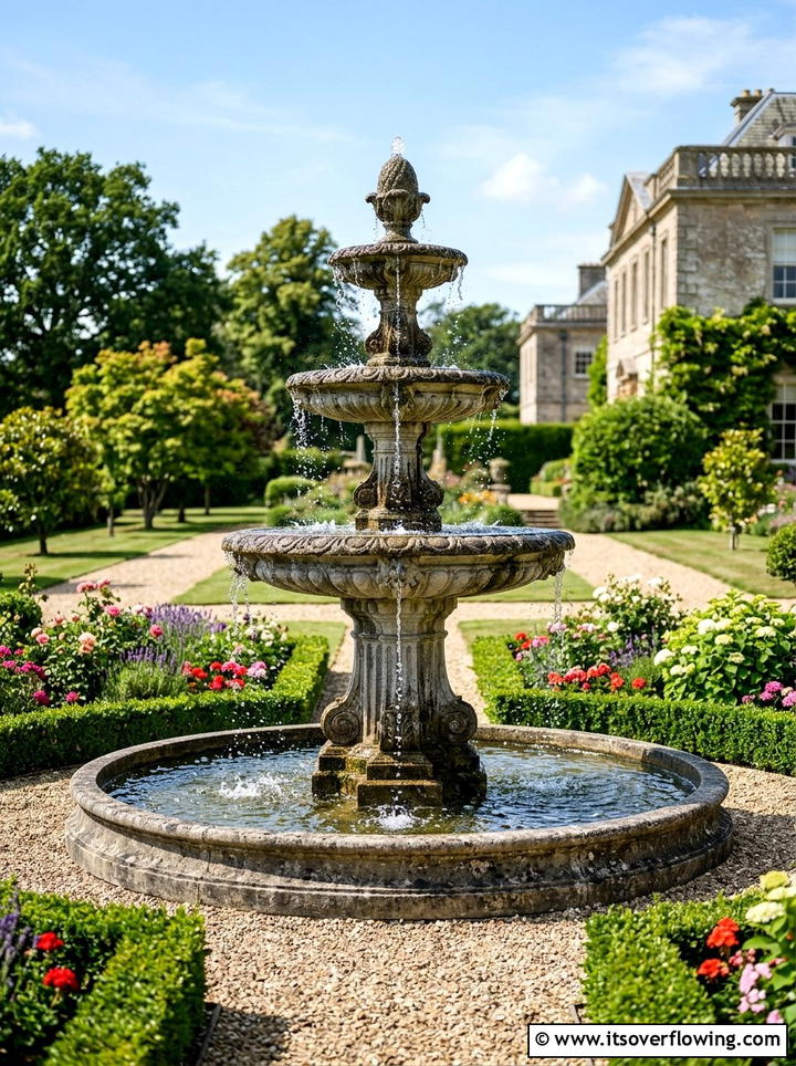 Traditional stone fountain - 25 garden ideas for english style