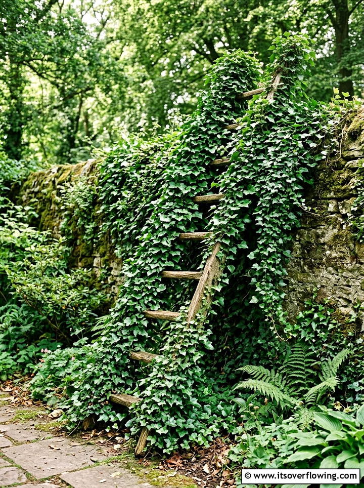 Trailing Ivy Ladder Support - 25 garden ideas with old ladders