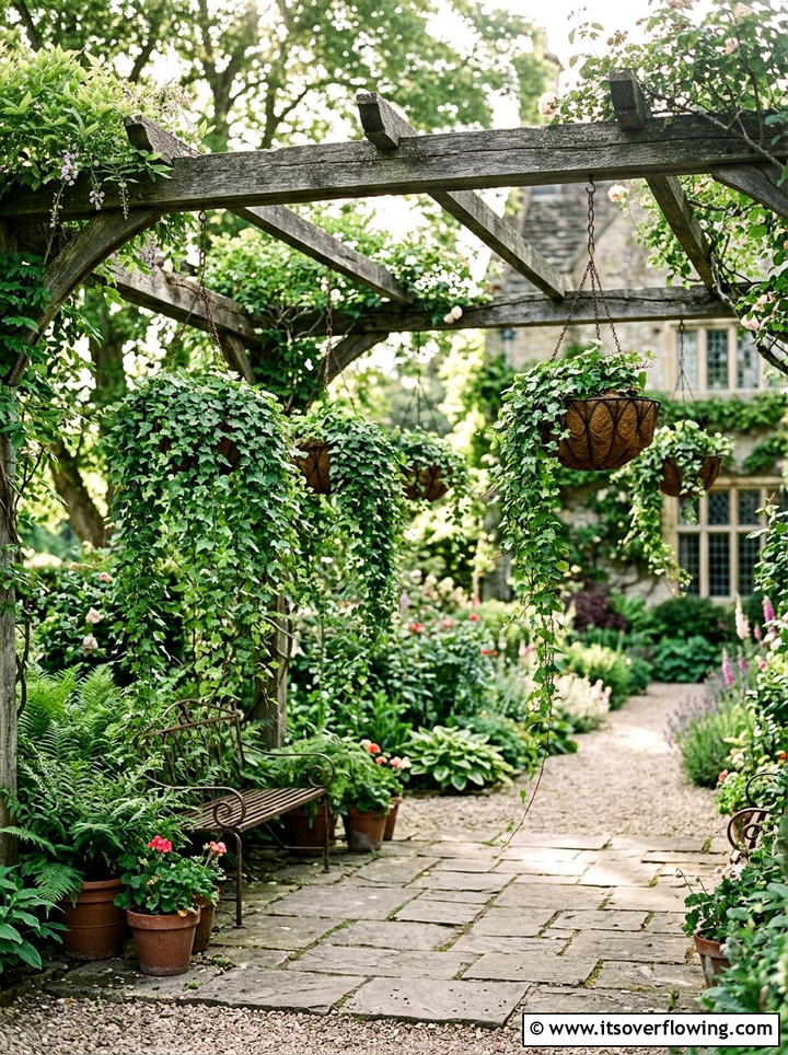 Trailing Ivy Vine Baskets - 25 small garden ideas with hanging baskets