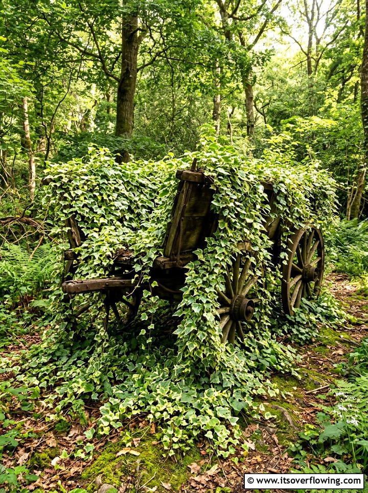 Trailing Ivy Wagon Arrangement - 25 upcycled garden ideas with old wagons