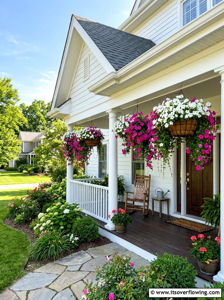 Trailing Petunias For Sunny Porch - 25 garden decor ideas with hanging baskets