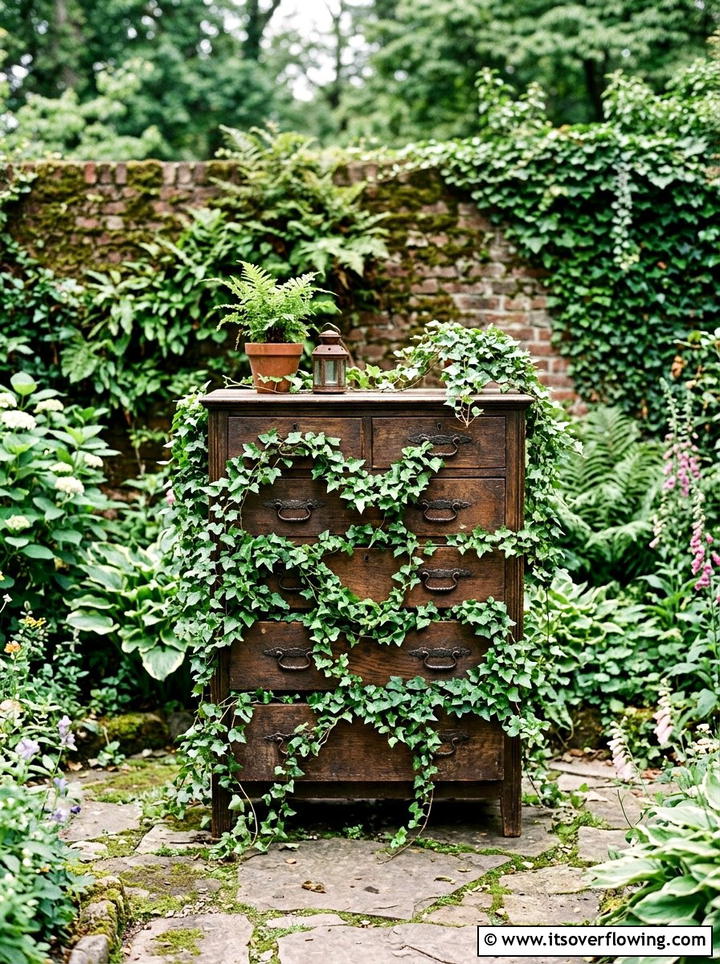 Trailing ivy dresser - 25 upcycled garden ideas with old dressers