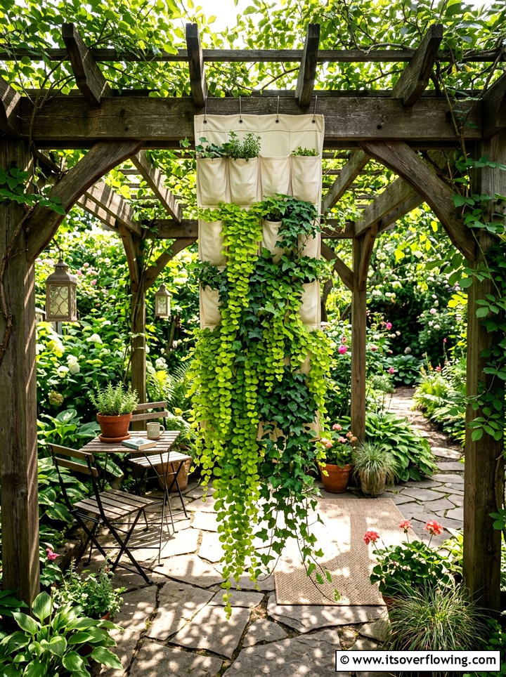 Trailing vine display - 25 upcycled garden ideas with shoe organizers