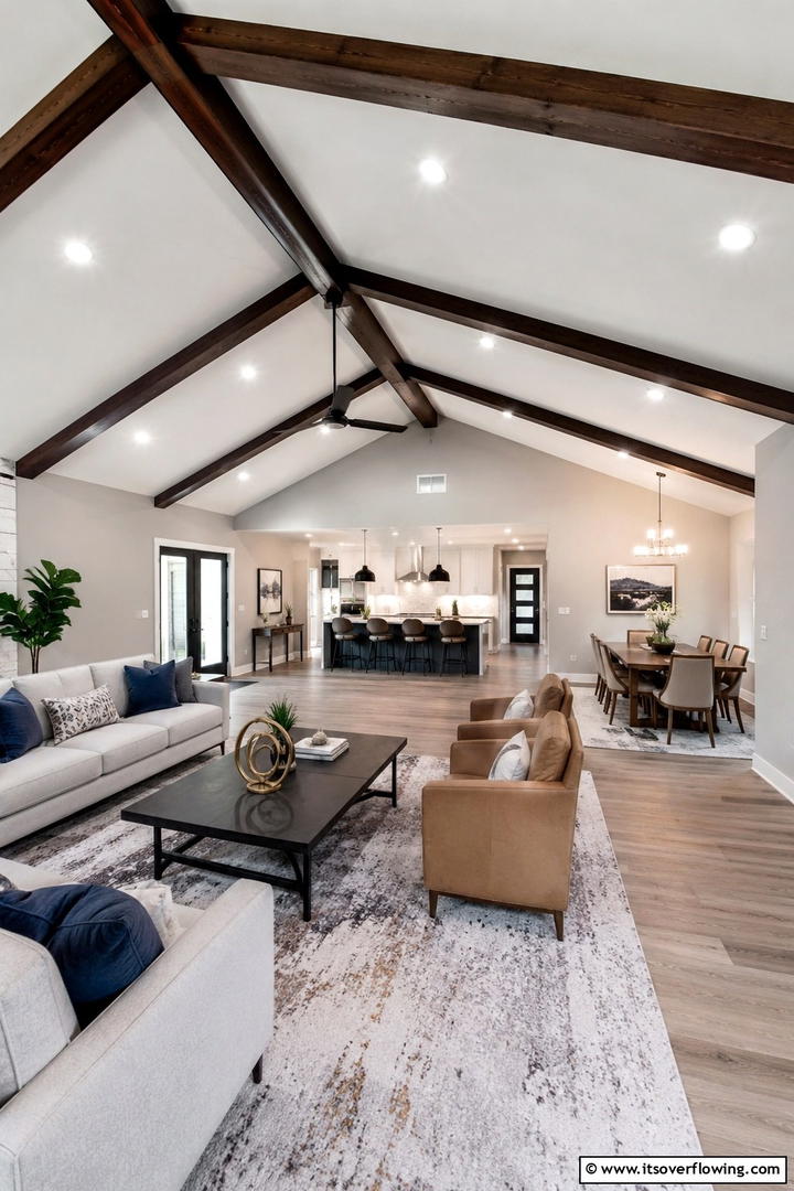 Transformative Home Makeovers - 30 Vaulted Ceiling Ideas with Beams for Dramatic Room Designs