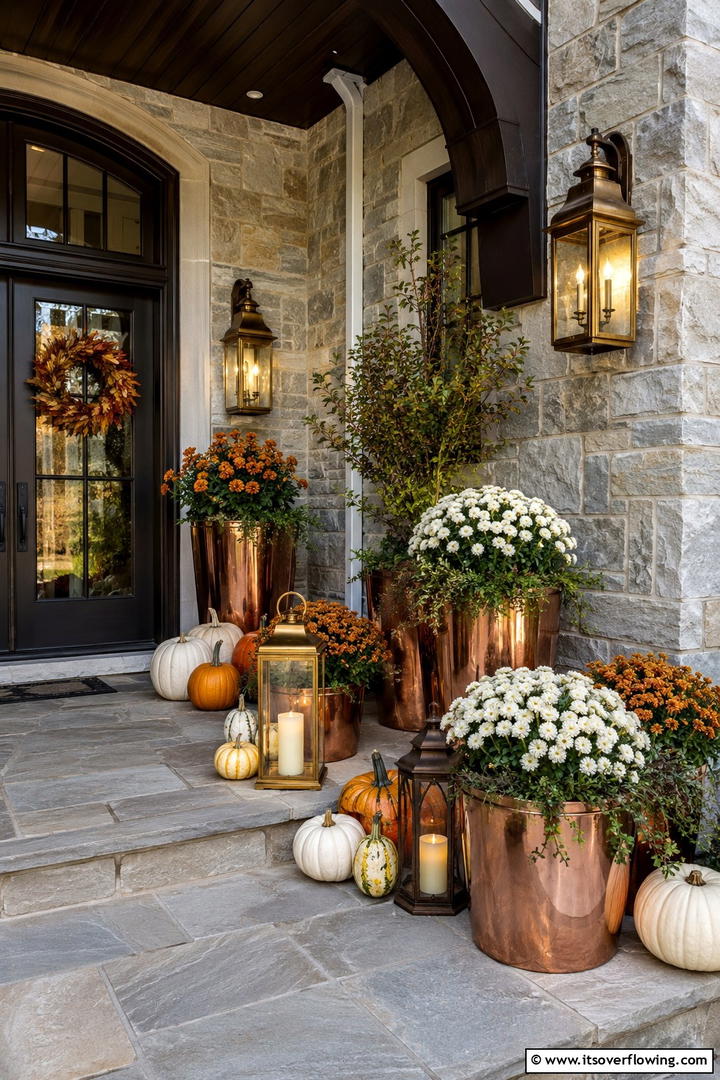 Transitional Mixed Metals - 50 Modern Fall Porch Decor Ideas Roundup- Warm Welcomes