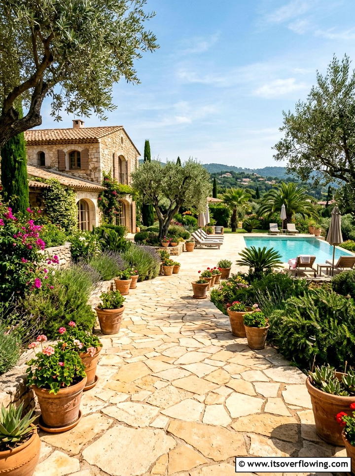 Travertine Outdoor Path - 25 backyard decorating ideas with stepping stones