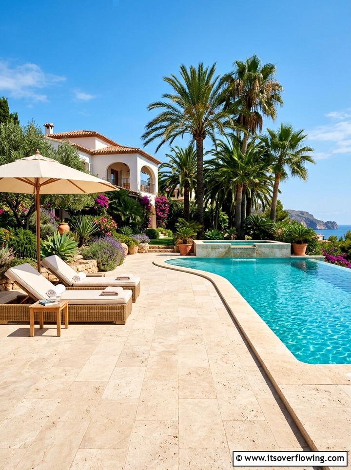 Travertine Patio Walkway - 25 garden ideas with pathways