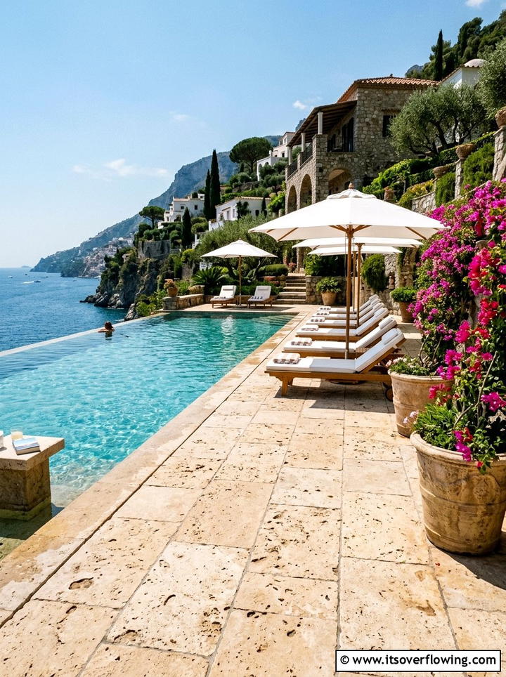 Travertine Pool Surround - 25 garden ideas with pavers
