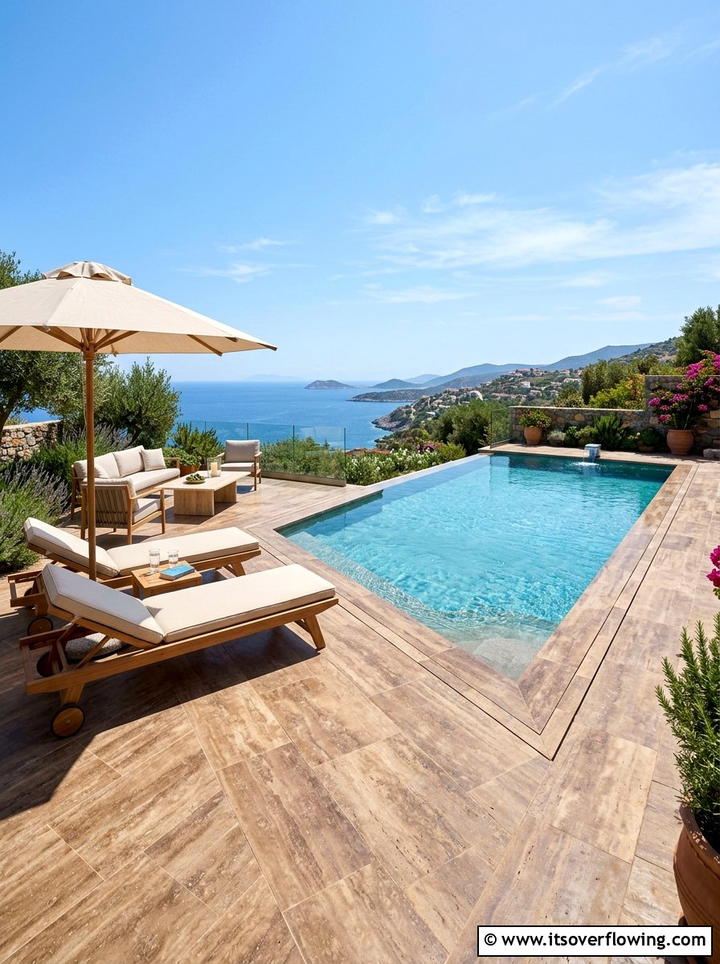 Travertine Pool Surround - 25 backyard ideas with pavers