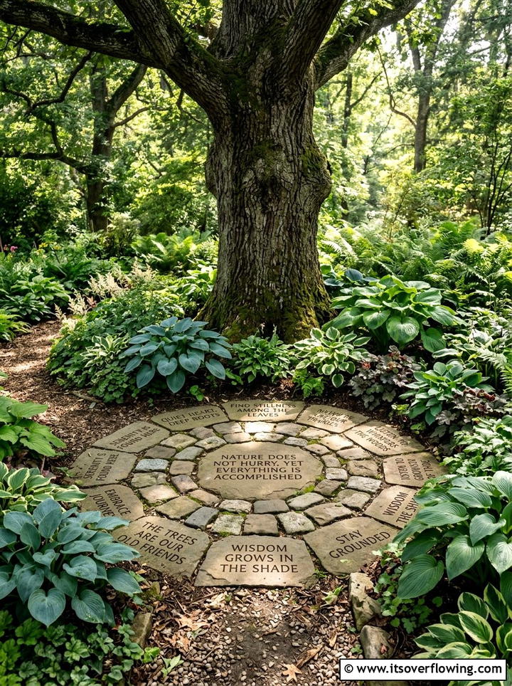 Tree Base Quote Circle - 25 creative garden ideas with quote stones