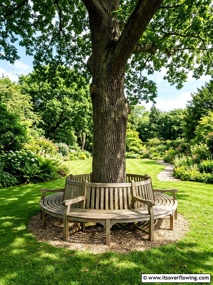 Tree Bench Seating - 25 backyard ideas with seating area