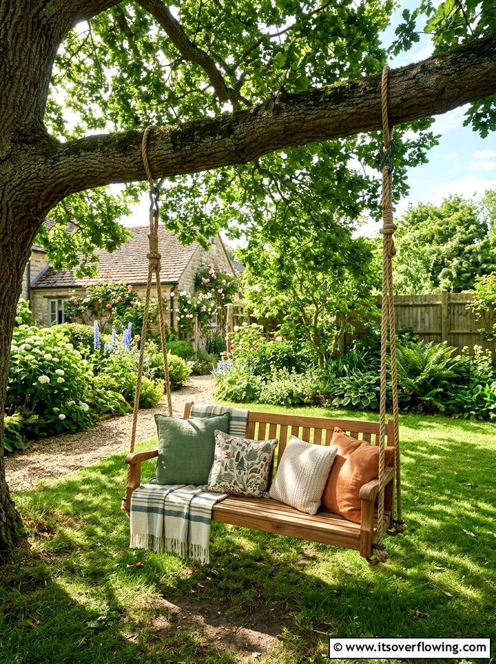 Tree Bench Swing - 25 backyard ideas with old furniture