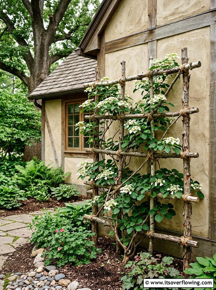 Tree Branch Garden Trellis - 25 upcycled garden ideas for shaded spaces