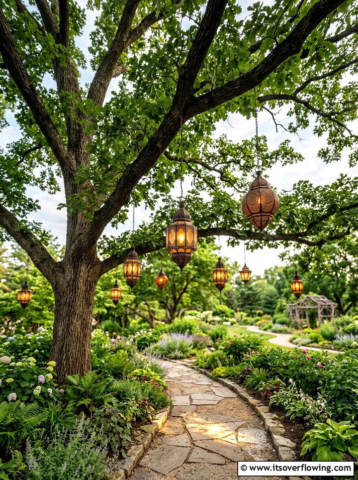 Tree Branch Lanterns - 25 backyard decorating ideas with garden party style