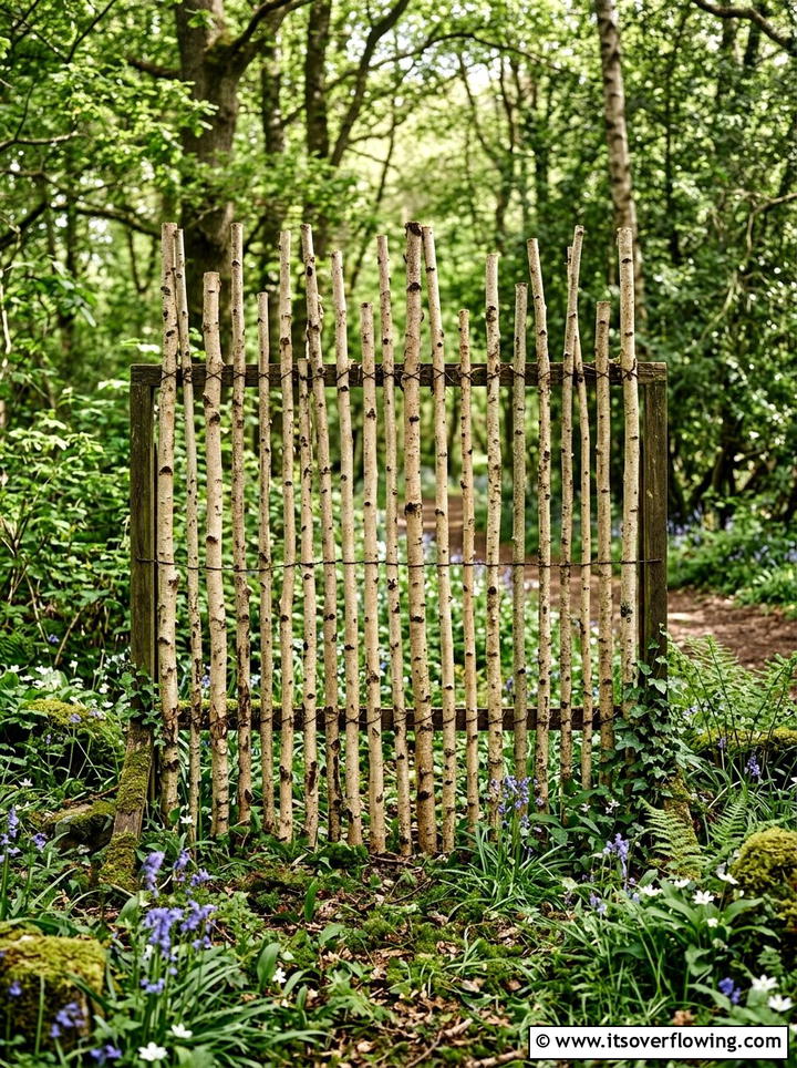 Tree Branch Rustic Screen - 25 upcycled garden ideas with privacy screens