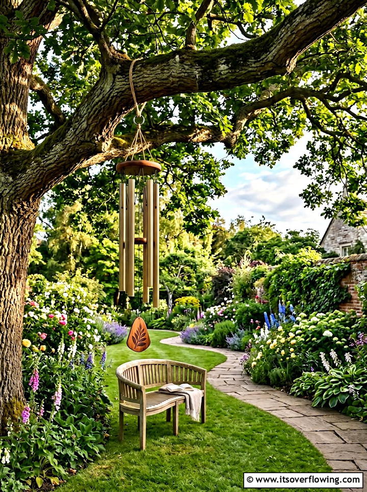 Tree Branch Wind Chime Placement - 25 backyard decorating ideas with wind chimes