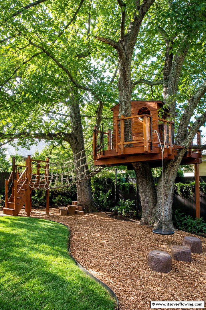 Tree Integrated Play Area - 30 Tree Landscaping Ideas for Shade, Privacy, and Curb Appeal