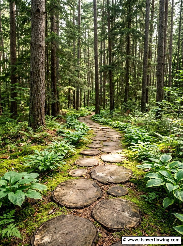 Tree Log Slice Path - 25 reusing old things ideas for garden pathways