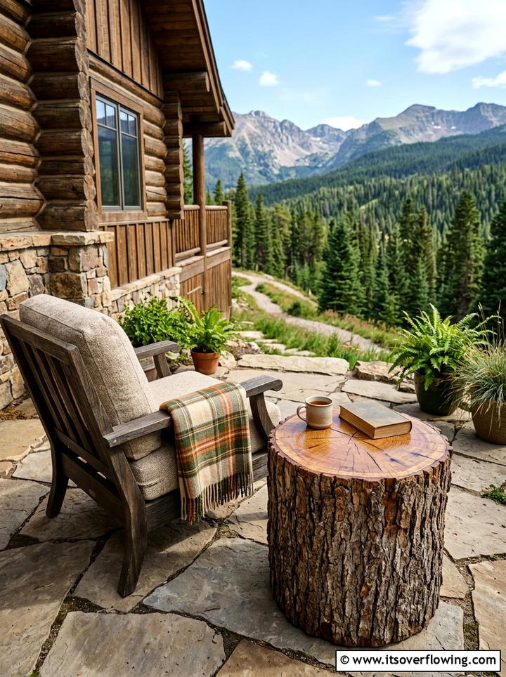 Tree Log Table - 25 backyard ideas on a budget