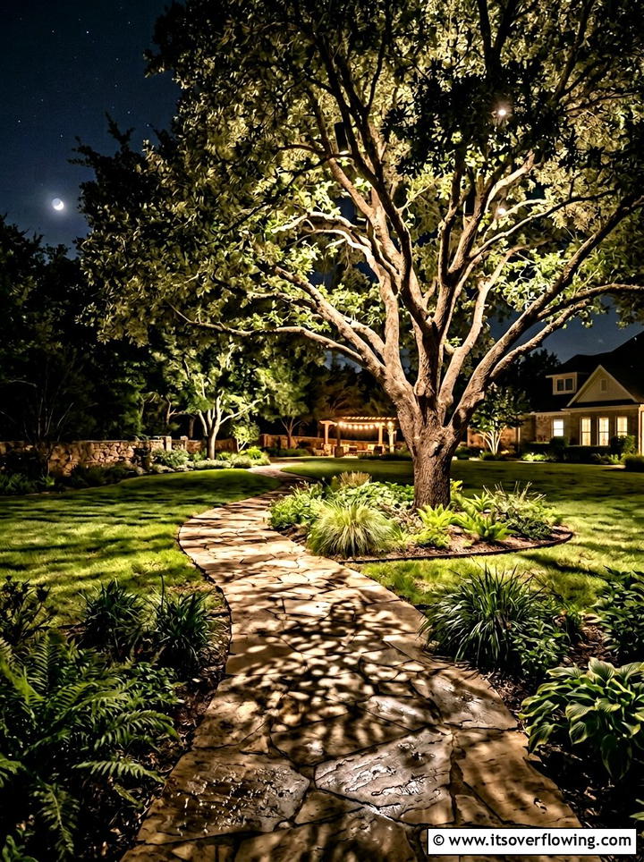 Tree Mounted Moonlighting - 25 backyard ideas with path lighting