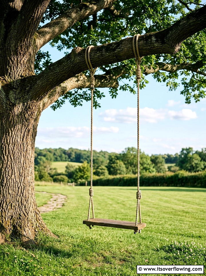Tree Mounted Wooden Plank Swing - 25 backyard ideas with swings