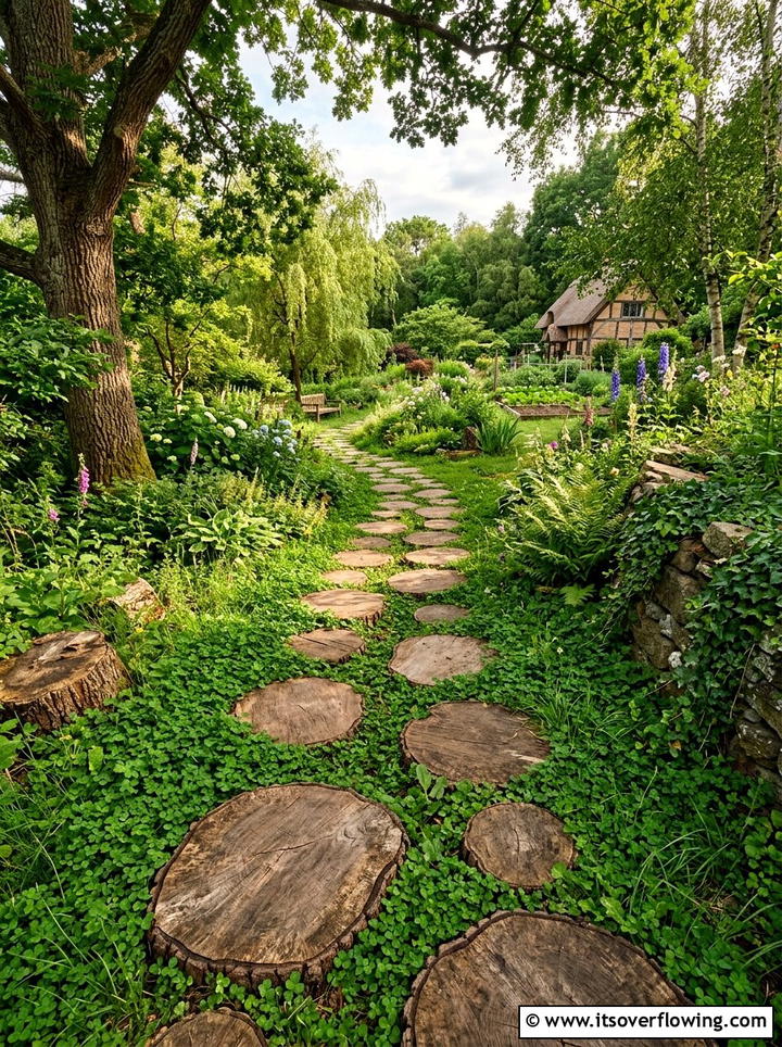 Tree Round Path - 25 cheap garden ideas with pathways