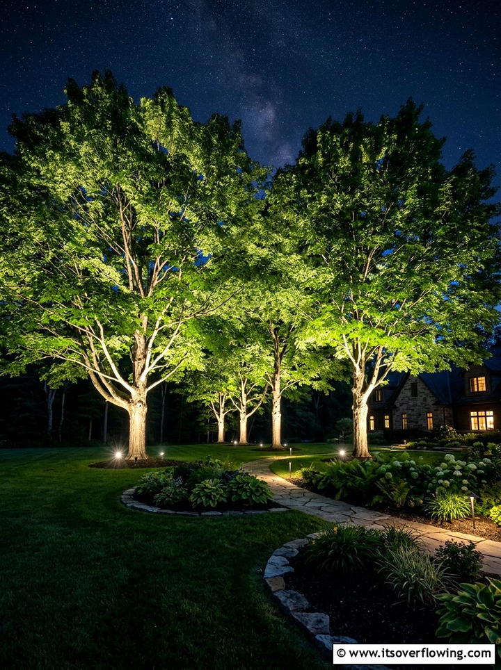 Tree Spotlights - 25 garden decor ideas for cozy evenings