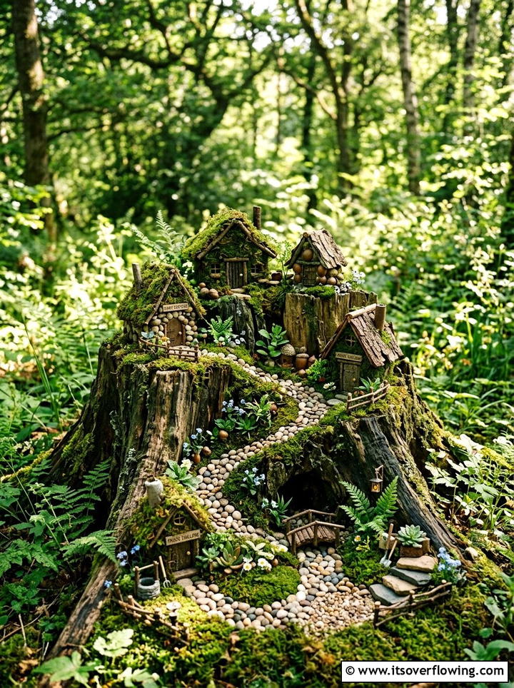 Tree Stump Fairy Garden - 25 upcycled garden ideas for schools
