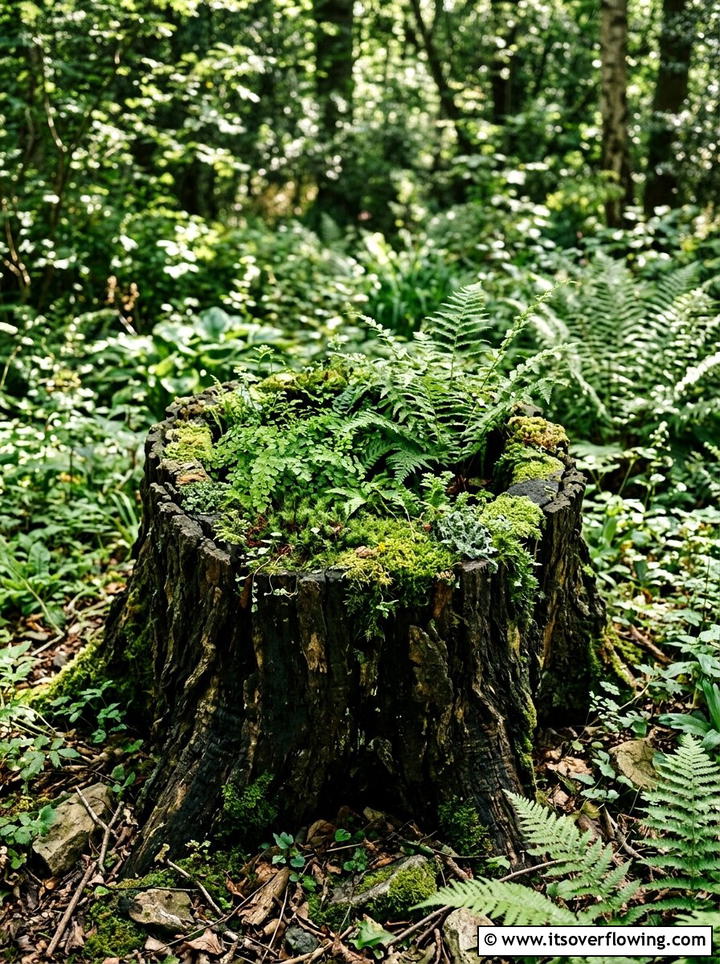 Tree Stump Natural Planter - 25 cheap garden ideas with simple planters