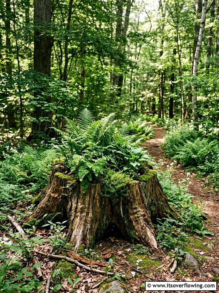Tree Stump Planter - 25 upcycled garden ideas with flower boxes