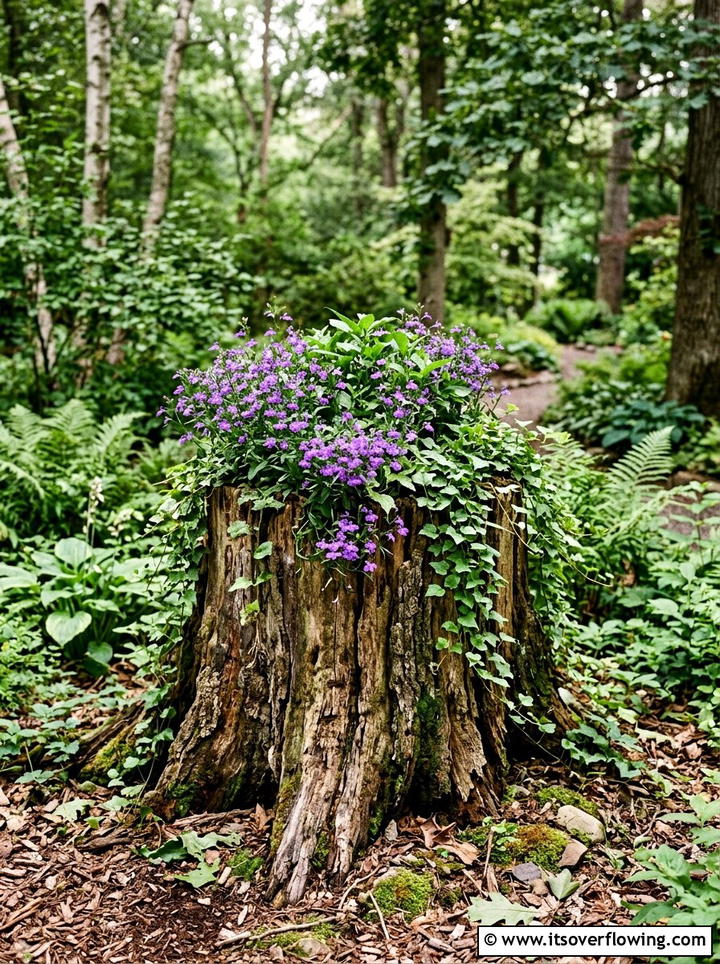 Tree Stump Planter - 25 garden decor ideas diy