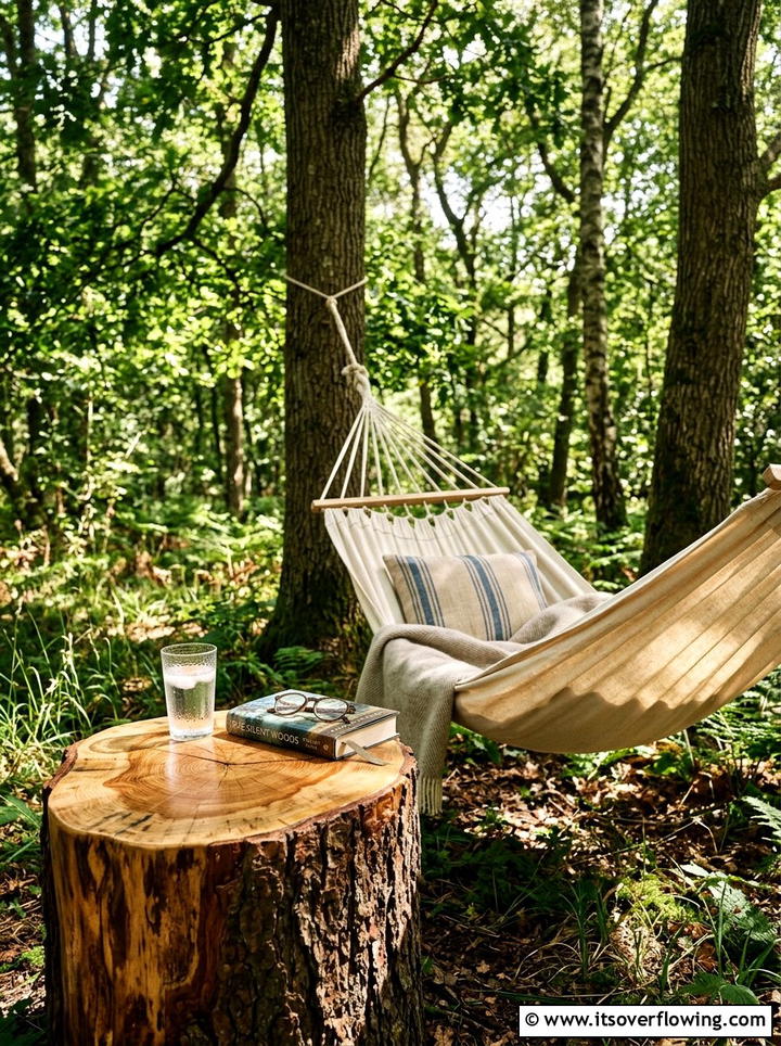 Tree Stump Side Table - 25 backyard ideas with rustic style