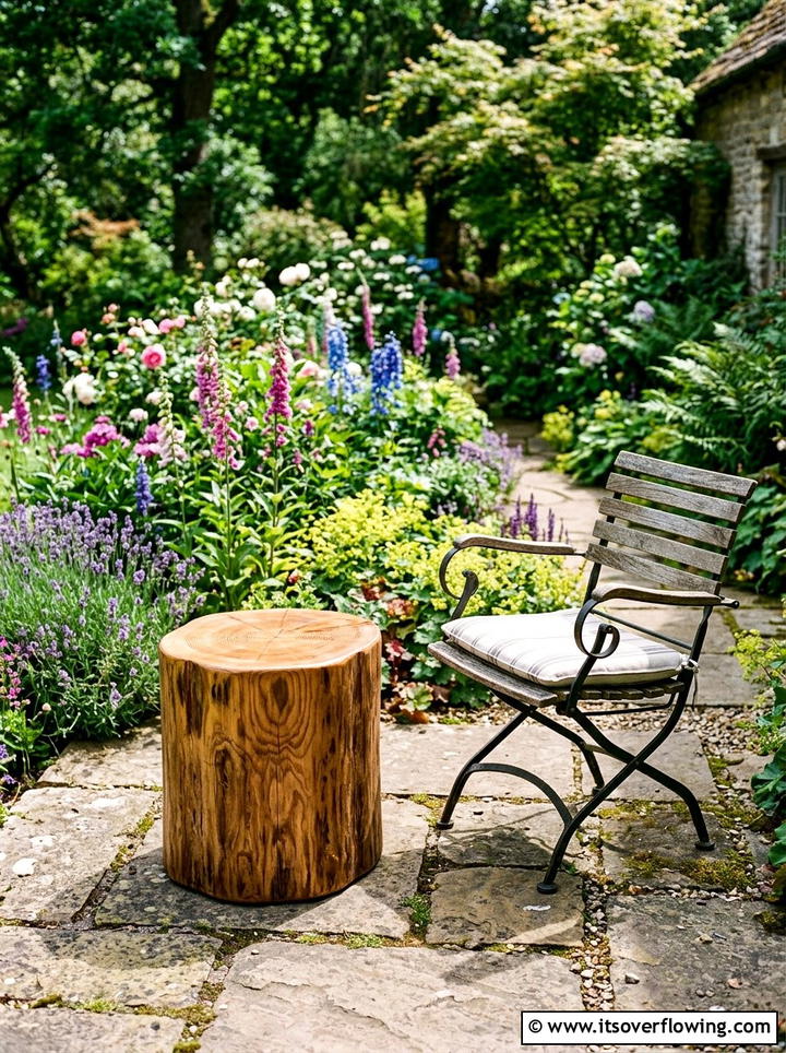 Tree Stump Stool - 25 garden decor ideas on a budget