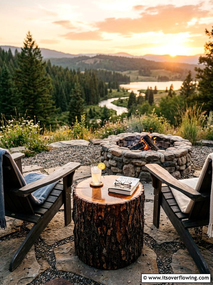 Tree Stump Table - 25 backyard decorating ideas with recycled materials